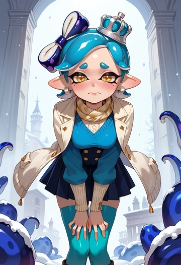 splatoon_(series),marie_(splatoon),winter,student uniform,puffer jacket  - AI generated anime art