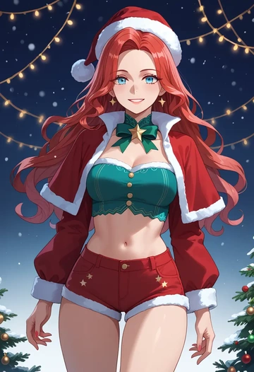 fate_(series),marie_antoinette_(fate),Christmas,red velvet shorts  - AI generated anime art