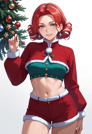 fate_(series),marie_antoinette_(fate),Christmas,red velvet shorts  - AI generated anime art