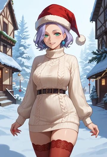 fate_(series),marie_antoinette_(fate),Christmas,sweater dress,stockings  - AI generated anime art