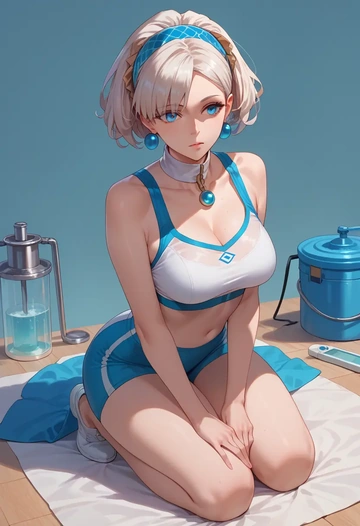 fate_(series),marie_antoinette_(fate),sports crop,high-waisted shorts  - AI generated anime art