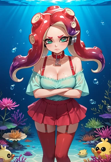 splatoon_(series),marina_(splatoon),collar,oversized,Thigh garters  - AI generated anime art