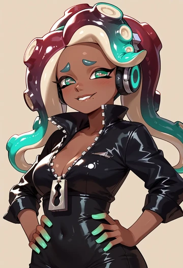 splatoon_(series),marina_(splatoon),graphic tee,dolphin shorts  - AI generated anime art