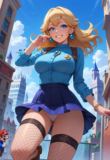 mario_(series),mario,mini skirt, stockings  - AI generated anime art