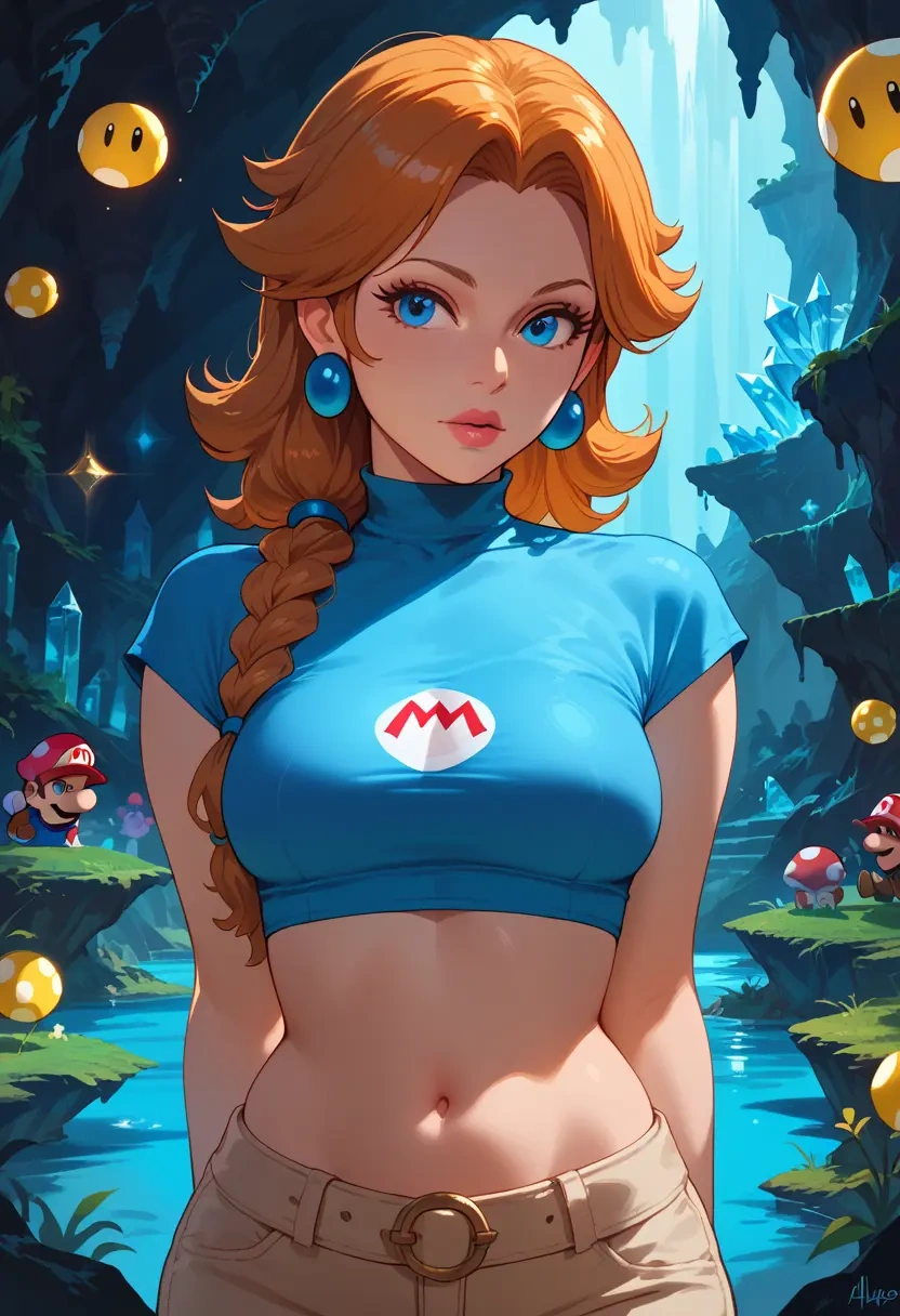 mario_(series),mario,crop top,athletic shorts  - 