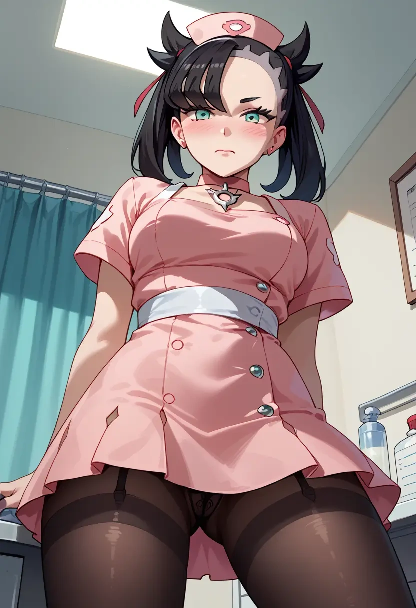 pokemon,marnie_(pokemon),nurse pantyhose,mini skirt, sexy  - 