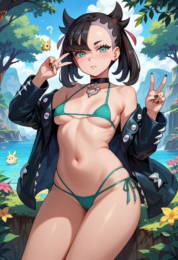 pokemon,marnie_(pokemon),tiny bikini,sexy  - AI generated anime art