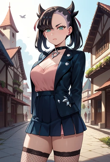 pokemon,marnie_(pokemon),mini skirt, stockings  - AI generated anime art