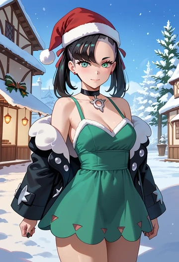 pokemon,marnie_(pokemon),Christmas,dress  - AI generated anime art