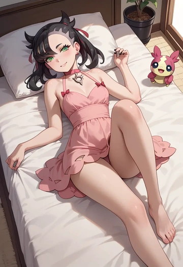 pokemon,marnie_(pokemon),silk slip dress  - AI generated anime art