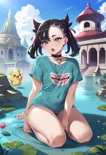 pokemon,marnie_(pokemon),running shirt,shorts,sneakers  - AI generated anime art