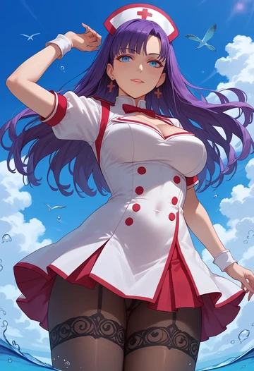 fate_(series),martha_(fate),nurse, pantyhose,mini skirt  - AI generated anime art