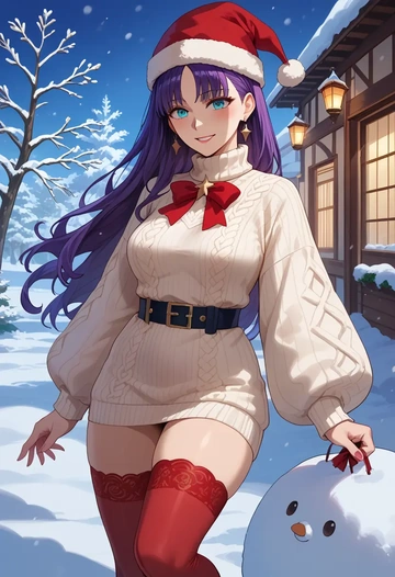 fate_(series),martha_(fate),Christmas,sweater dress,stockings  - AI generated anime art