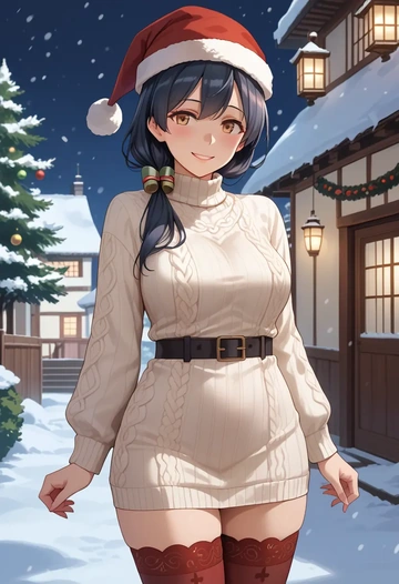 kantai_collection,maru-yu_(kancolle),Christmas,sweater dress,stockings  - AI generated anime art