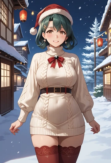 kantai_collection,maru-yu_(kancolle),Christmas,sweater dress,stockings  - AI generated anime art