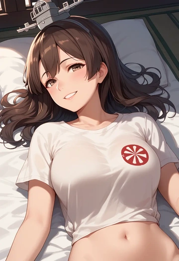 kantai_collection,maru-yu_(kancolle),crop graffiti tee,dolphin shorts  - AI generated anime art