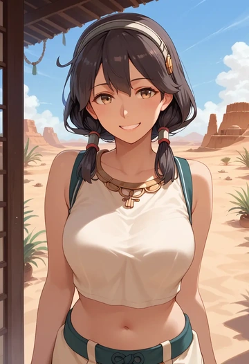 kantai_collection,maru-yu_(kancolle),crop top,loose joggers,headset  - AI generated anime art