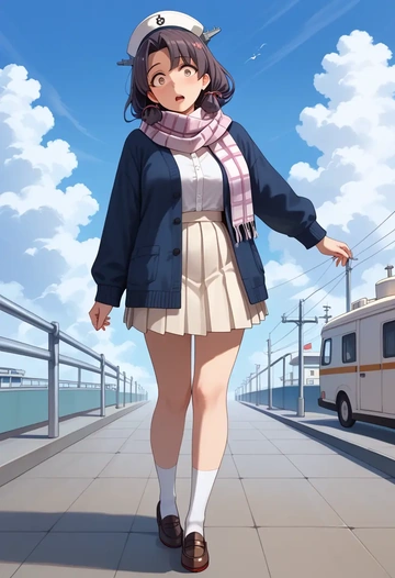 kantai_collection,maru-yu_(kancolle),spring,student uniform,cardigan  - AI generated anime art