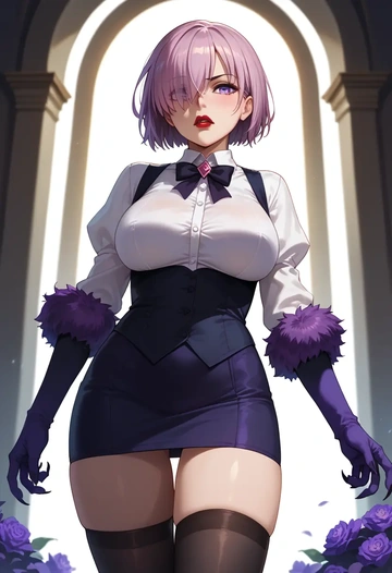 fate_(series),mash_kyrielight_(dangerous_beast),secretary,stockings  - AI generated anime art