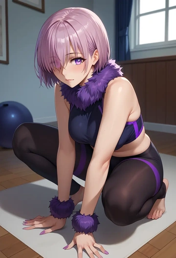 fate_(series),mash_kyrielight_(dangerous_beast),leggings,yoga  - AI generated anime art