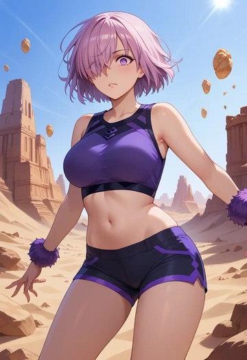 fate_(series),mash_kyrielight_(dangerous_beast),athletic,shorts,sexy  - AI generated anime art