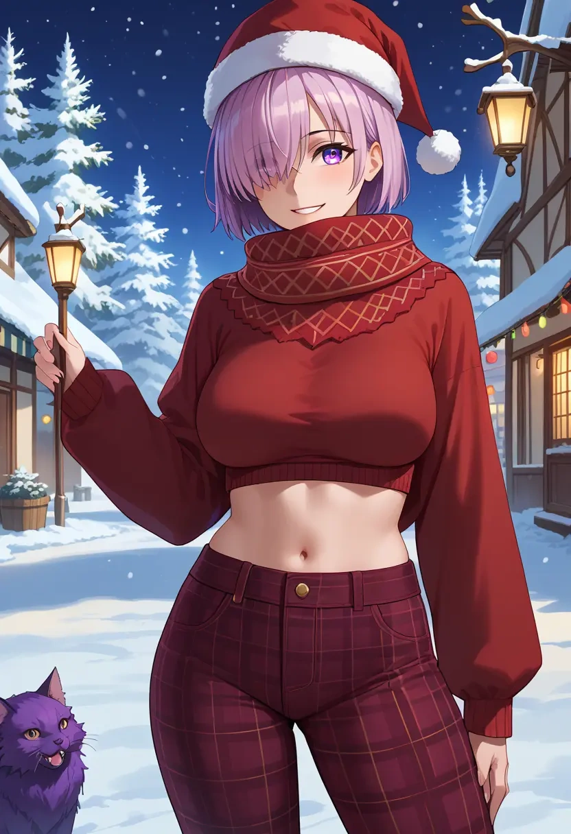 fate_(series),mash_kyrielight_(dangerous_beast),Christmas,plaid trousers  - 