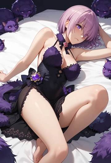 fate_(series),mash_kyrielight_(dangerous_beast),nightdress  - AI generated anime art