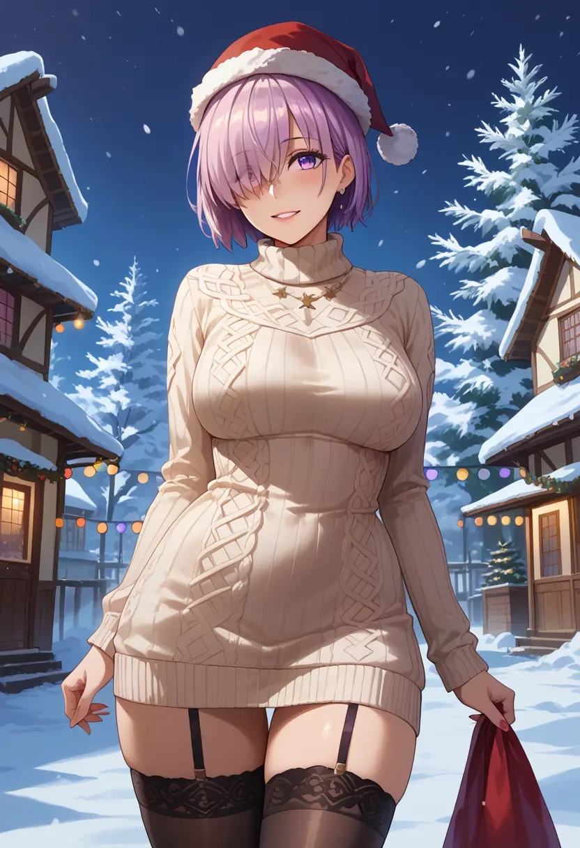 fate_(series),mash_kyrielight,sweater,stockings,Thigh garters  - 