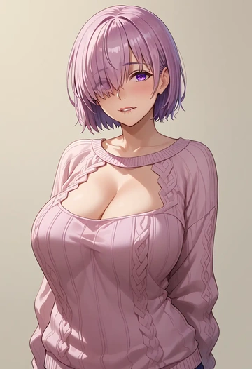 fate_(series),mash_kyrielight,sweater  - AI generated anime art