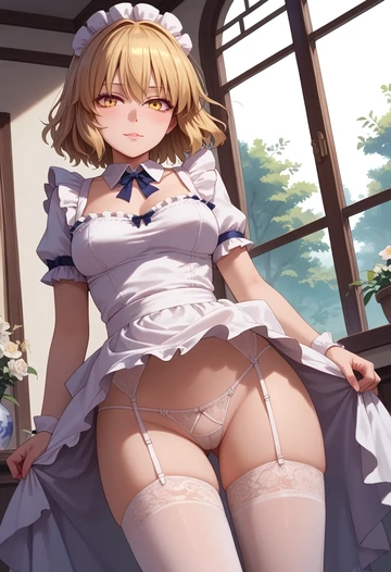 touhou,matara_okina,maid, sexy, stockings,panties  - AI generated anime art