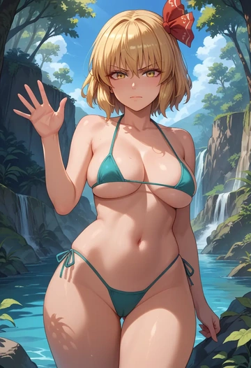 touhou,matara_okina,tiny bikini,sexy  - AI generated anime art