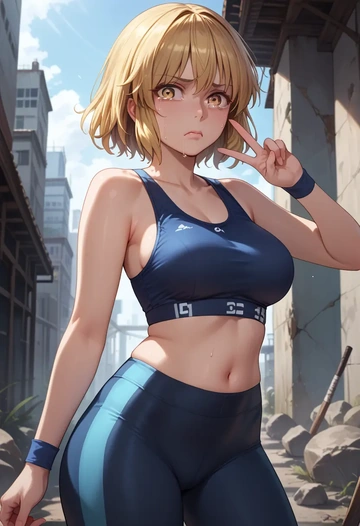 touhou,matara_okina,yoga shorts, bra  - AI generated anime art