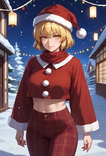 touhou,matara_okina,Christmas,plaid trousers  - AI generated anime art