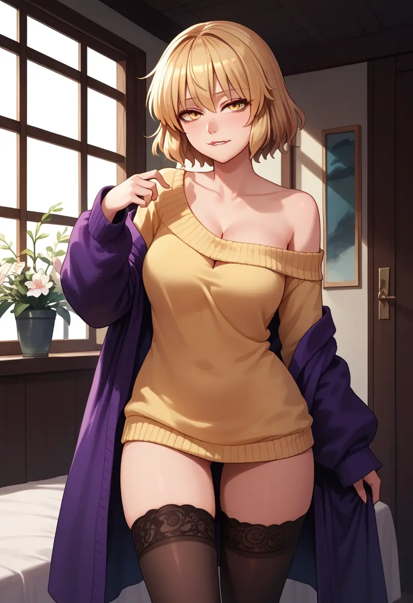 touhou,matara_okina,off-shoulder,sweater  - 