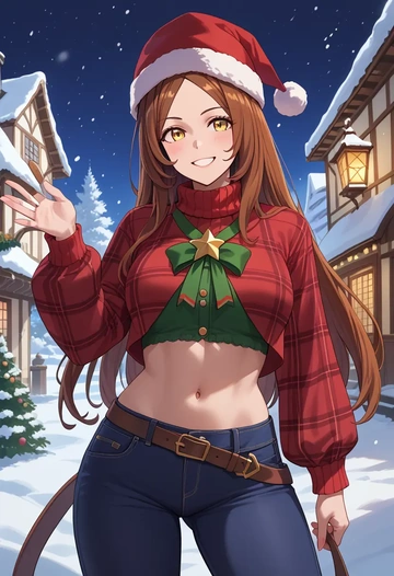 umamusume,matikane_tannhauser_(umamusume),Christmas,plaid trousers  - AI generated anime art