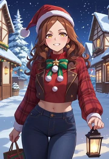 umamusume,matikane_tannhauser_(umamusume),Christmas,plaid trousers  - AI generated anime art