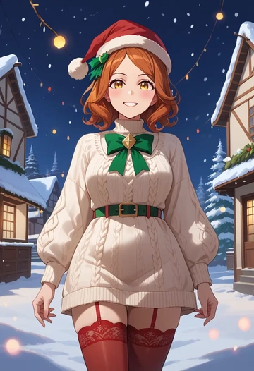 umamusume,matikanefukukitaru_(umamusume),Christmas,sweater dress,stockings  - AI generated anime art