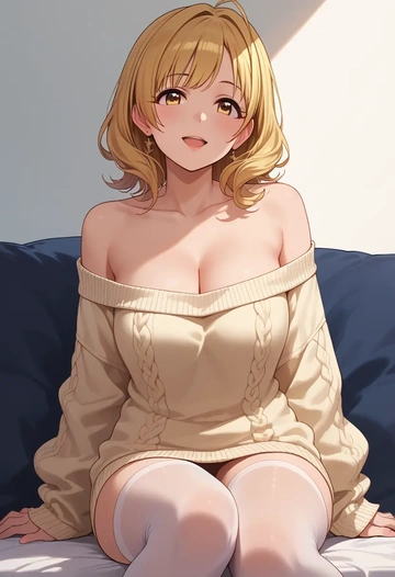 idolmaster,matoba_risa,off-shoulder,sweater  - AI generated anime art