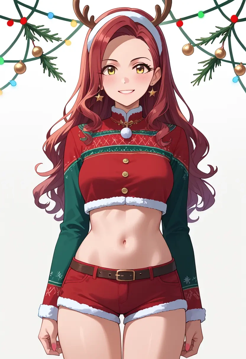 idolmaster,matoba_risa,Christmas,red velvet shorts  - 