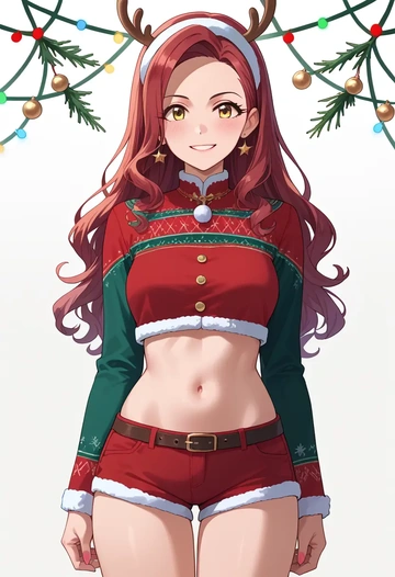 idolmaster,matoba_risa,Christmas,red velvet shorts  - AI generated anime art