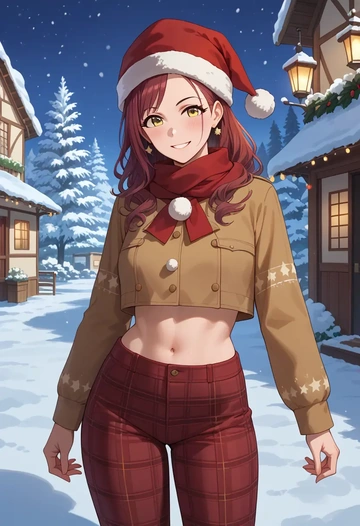 idolmaster,matoba_risa,Christmas,plaid trousers  - AI generated anime art