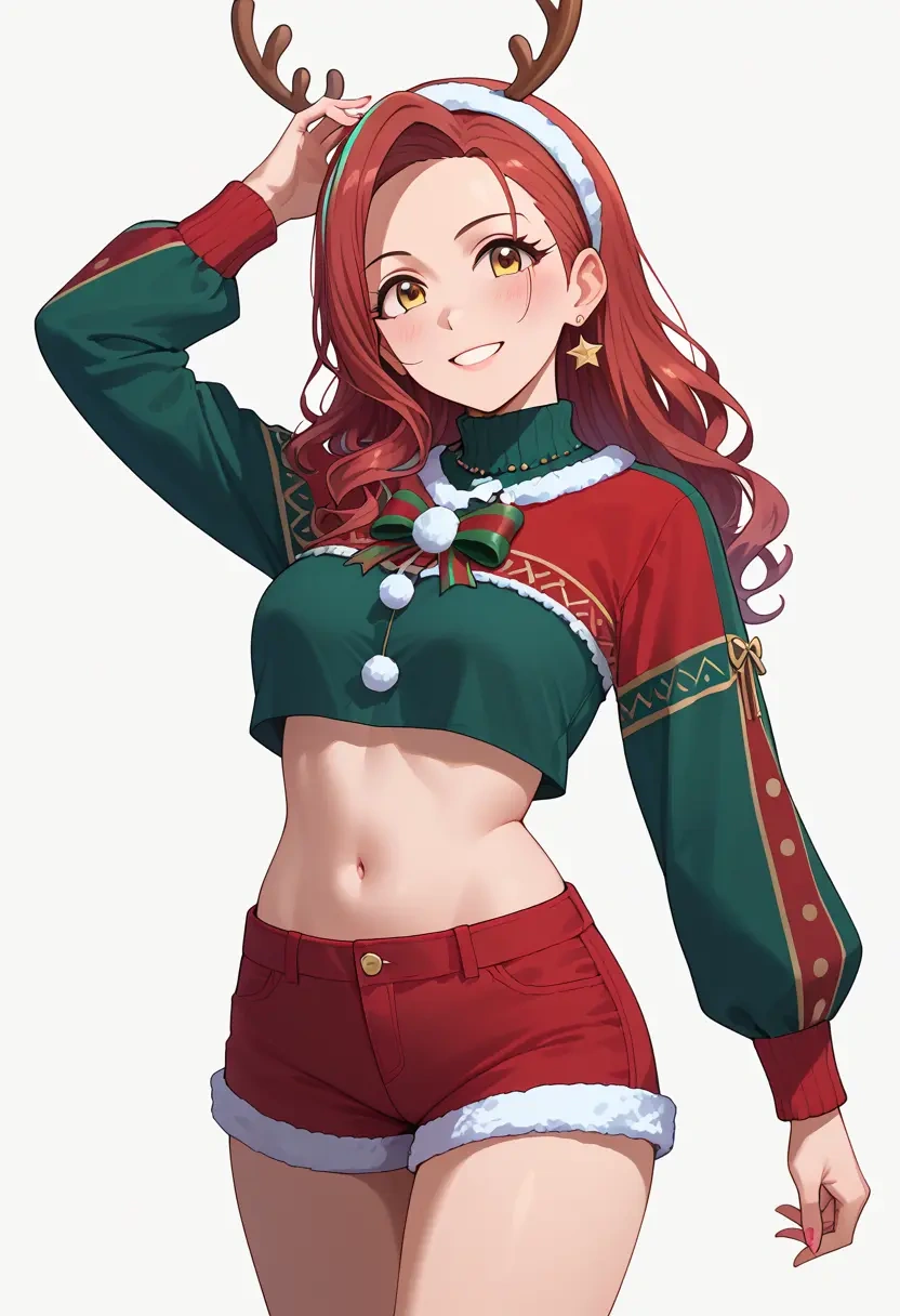 idolmaster,matoba_risa,Christmas,red velvet shorts  - 