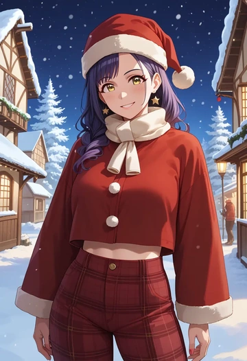 idolmaster,matoba_risa,Christmas,plaid trousers  - AI generated anime art