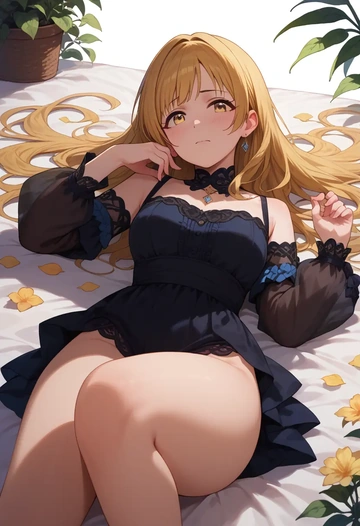 idolmaster,matoba_risa,dark fairy blouse,layered tulle skirt,glitter stockings  - AI generated anime art