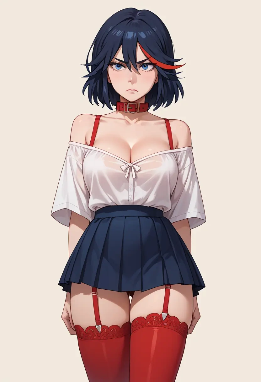 kill_la_kill,matoi_ryuuko,collar,oversized,Thigh garters  - 