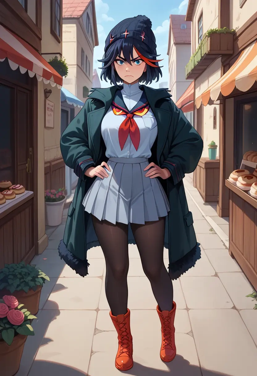 kill_la_kill,matoi_ryuuko,winter,student uniform,duffle coat  - 