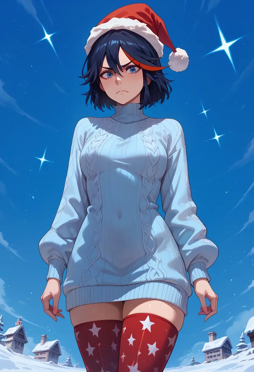 kill_la_kill,matoi_ryuuko,Christmas,sweater dress,stockings  - 