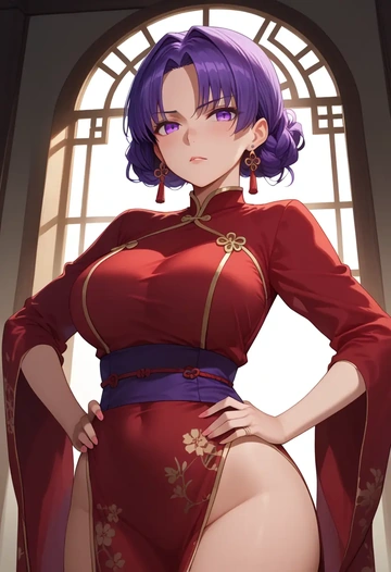 fate_(series),matou_sakura,qipao  - AI generated anime art