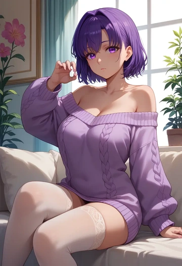 fate_(series),matou_sakura,off-shoulder,sweater  - AI generated anime art