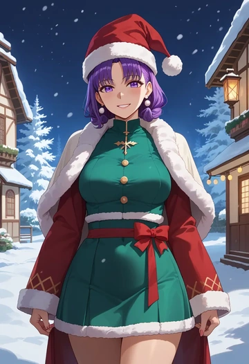 fate_(series),matou_sakura,Christmas,dress  - AI generated anime art